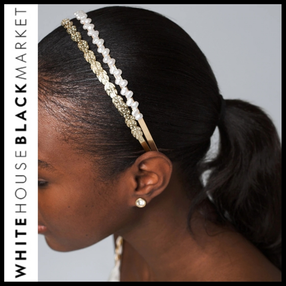 WHBM Faux Pearl and Leaf Headbands, Set of 2